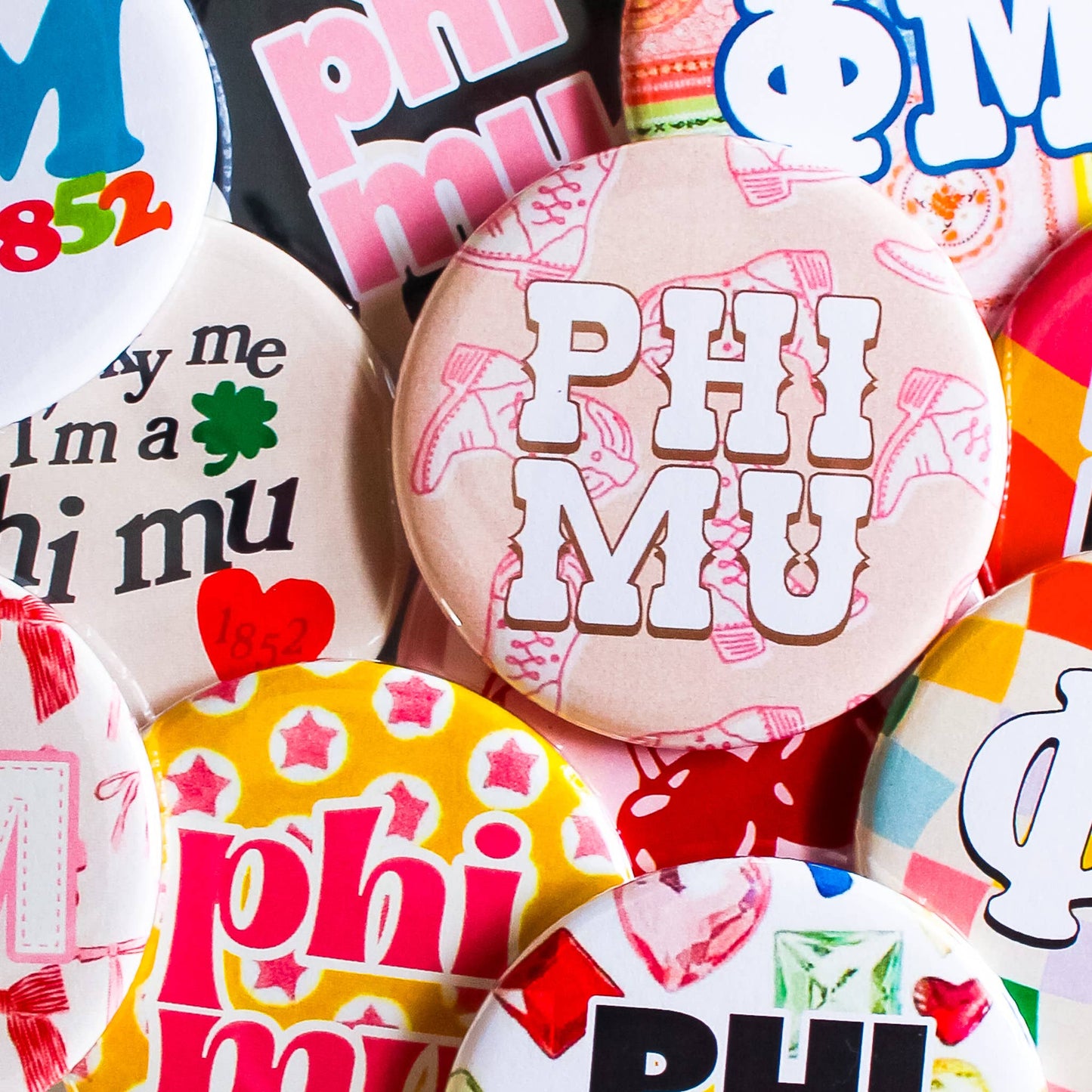 PHI MU Assorted Sorority Buttons