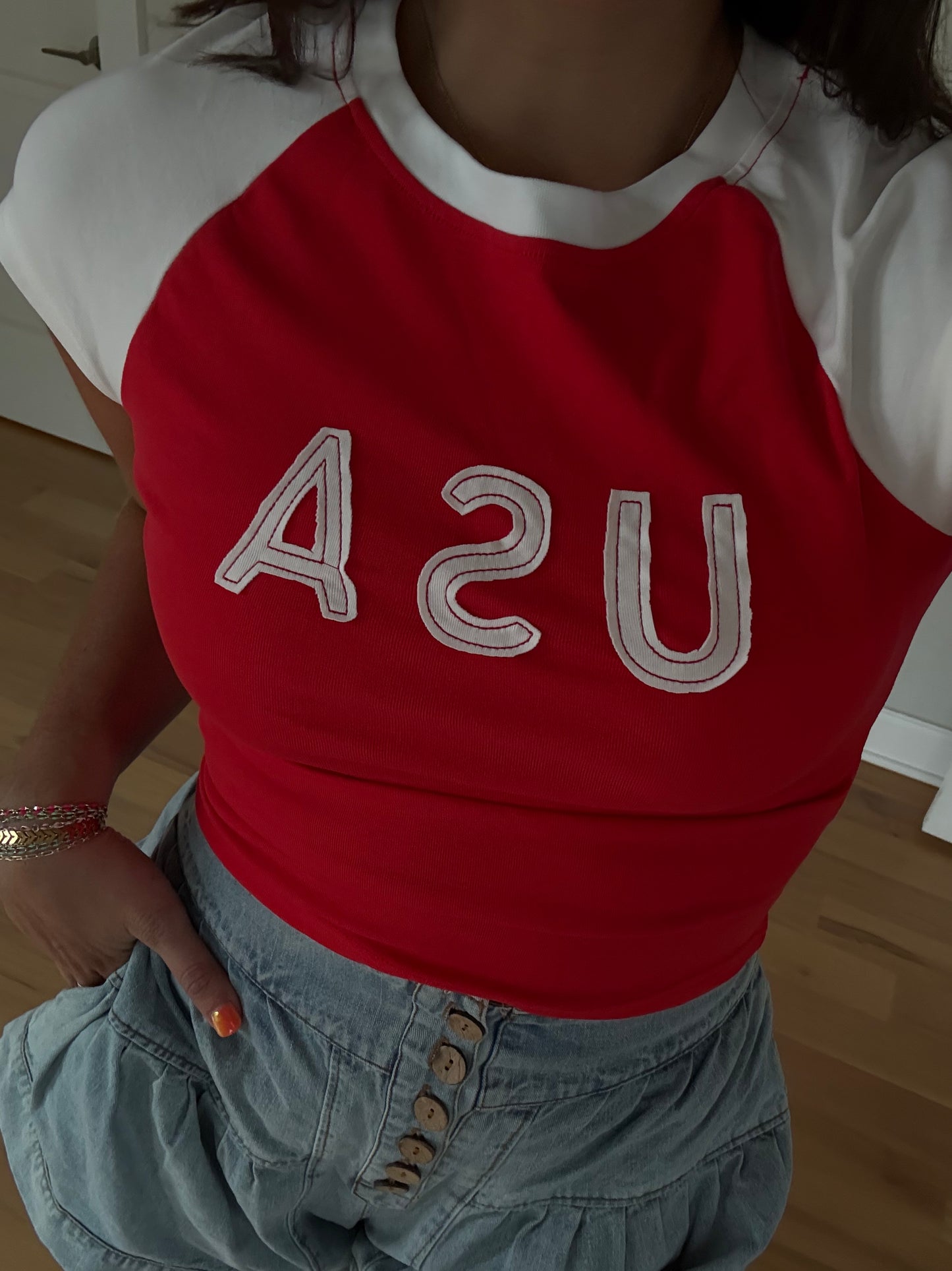 USA Baby Tee (Red)