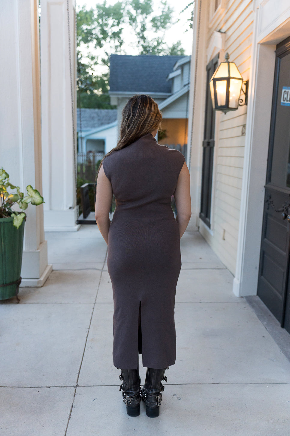 Falling Leaves Midi Dress (Brown)