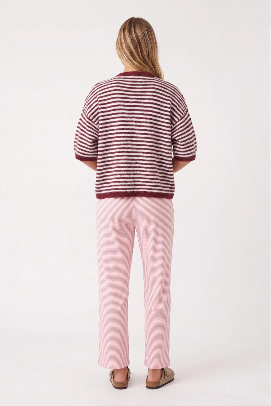 Soft Seasons Cardigan (Merlot/White)