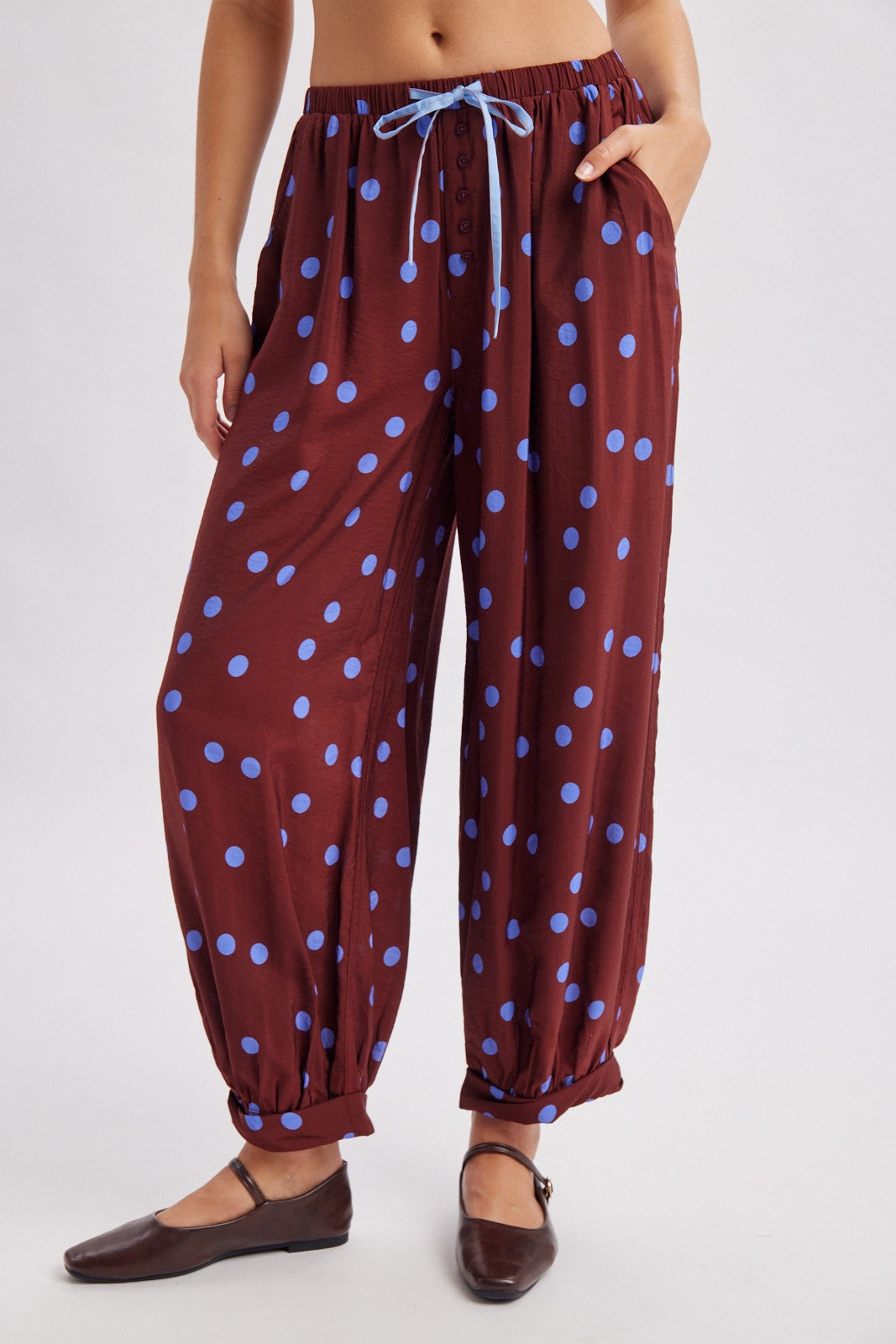 Dot Dot Darling Pants (Maroon)