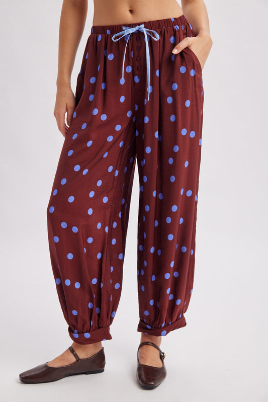 Dot Dot Darling Pants (Maroon)