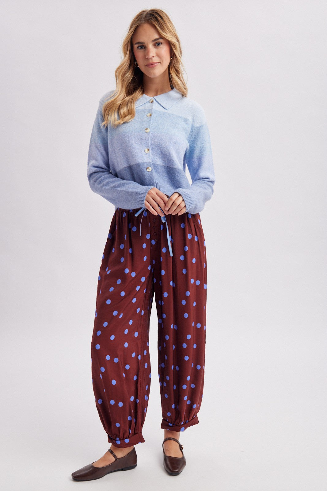 Dot Dot Darling Pants (Maroon)
