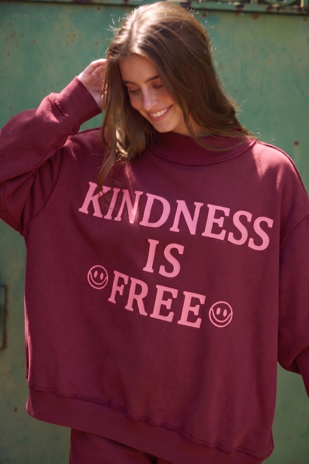 Kindness is Free Mockneck (Burgundy)