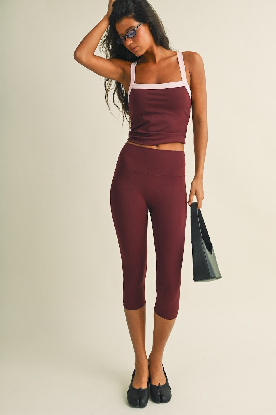 Wellness Club Capri Leggings (Burgundy)