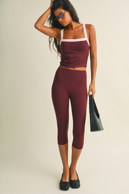 Wellness Club Capri Leggings (Burgundy)