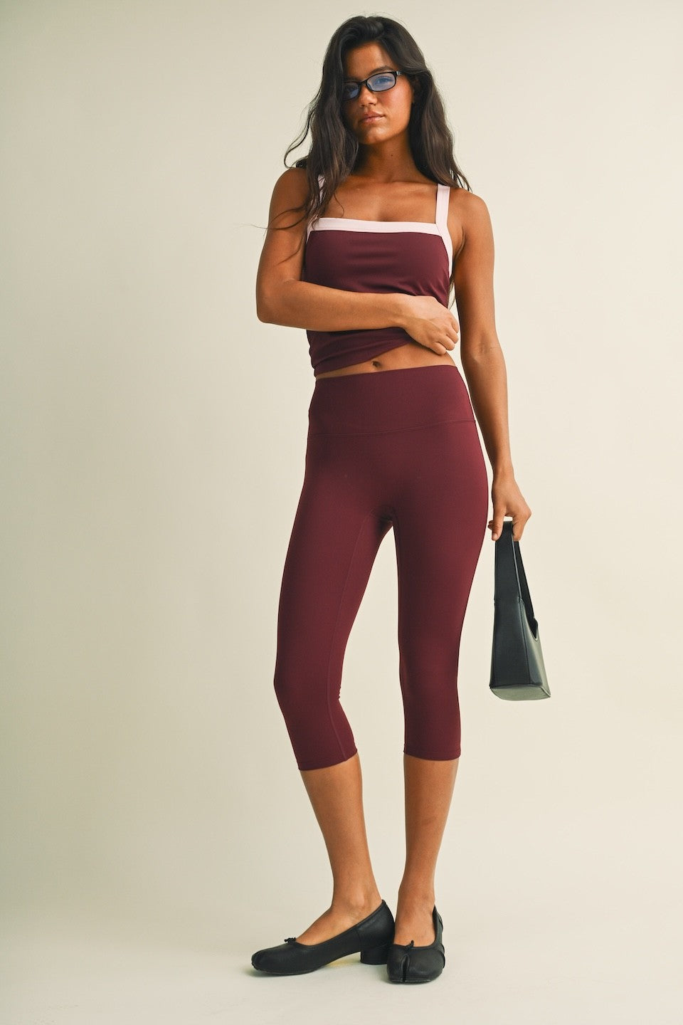 Wellness Club Capri Leggings (Burgundy)