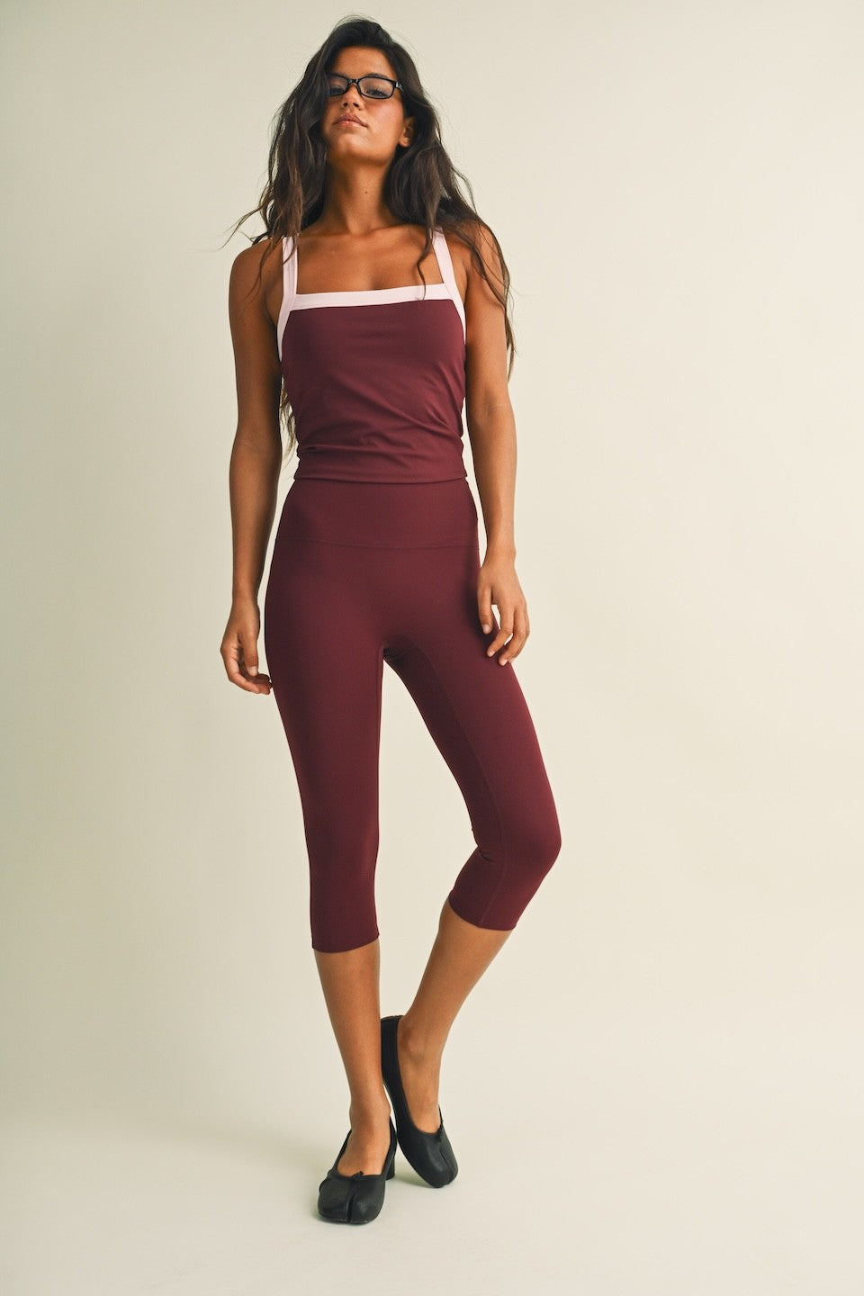 Wellness Club Capri Leggings (Burgundy)