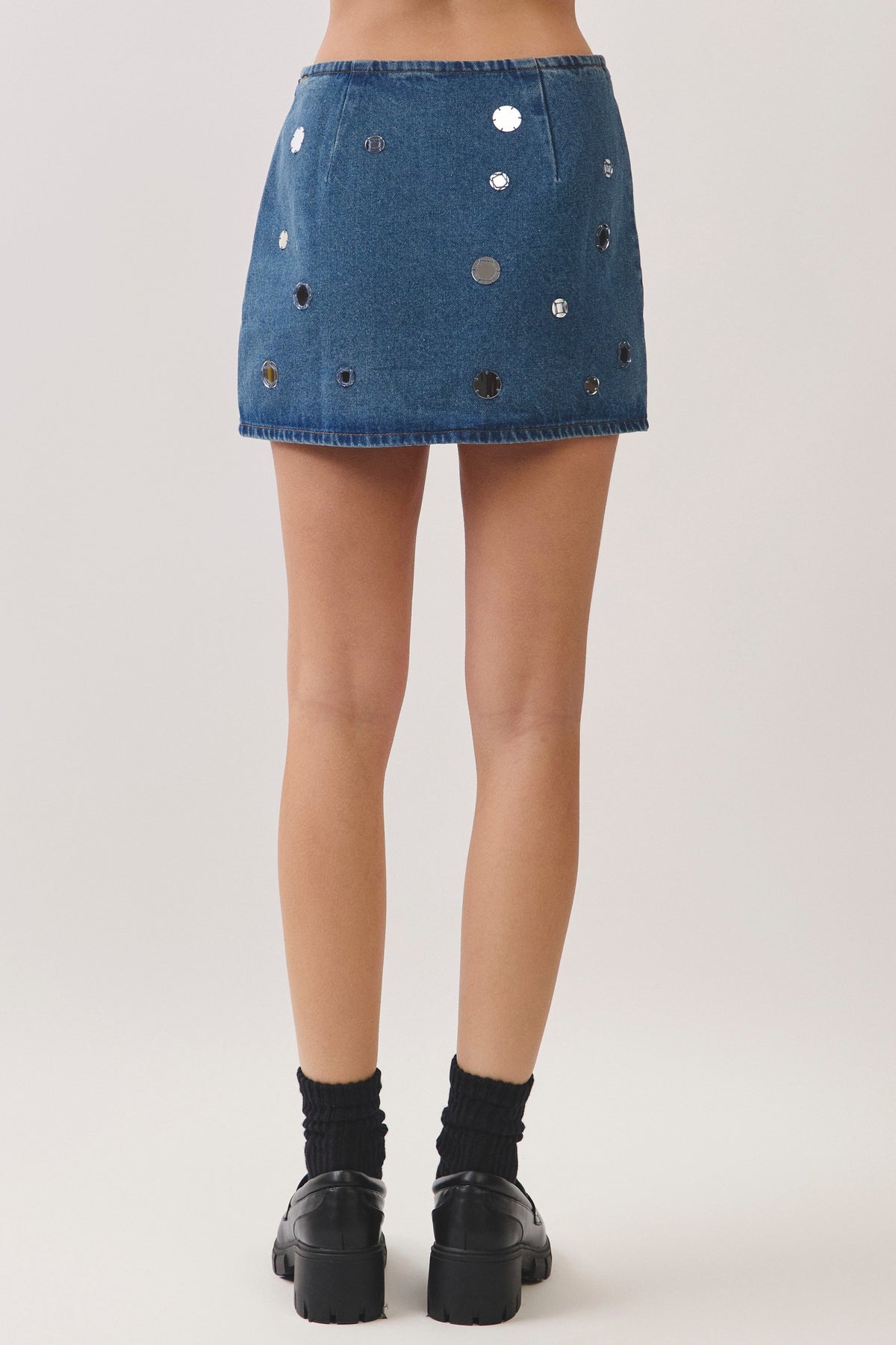 Mirrorball Denim Mini Skirt