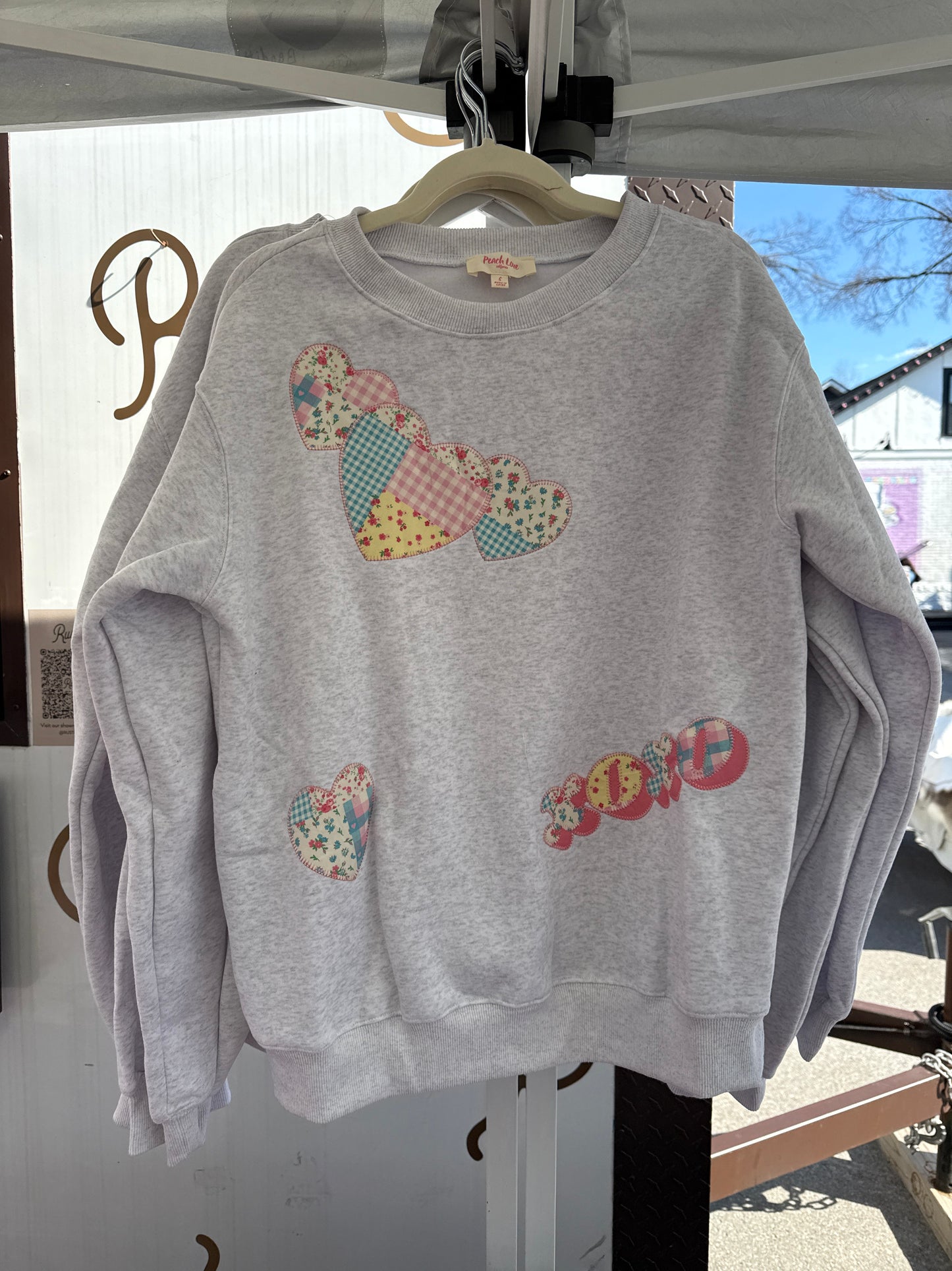 Xoxo patchwork crew neck
