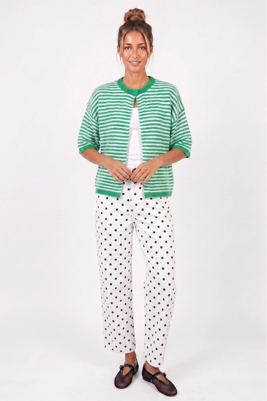 Soft Seasons Cardigan (Green/White)