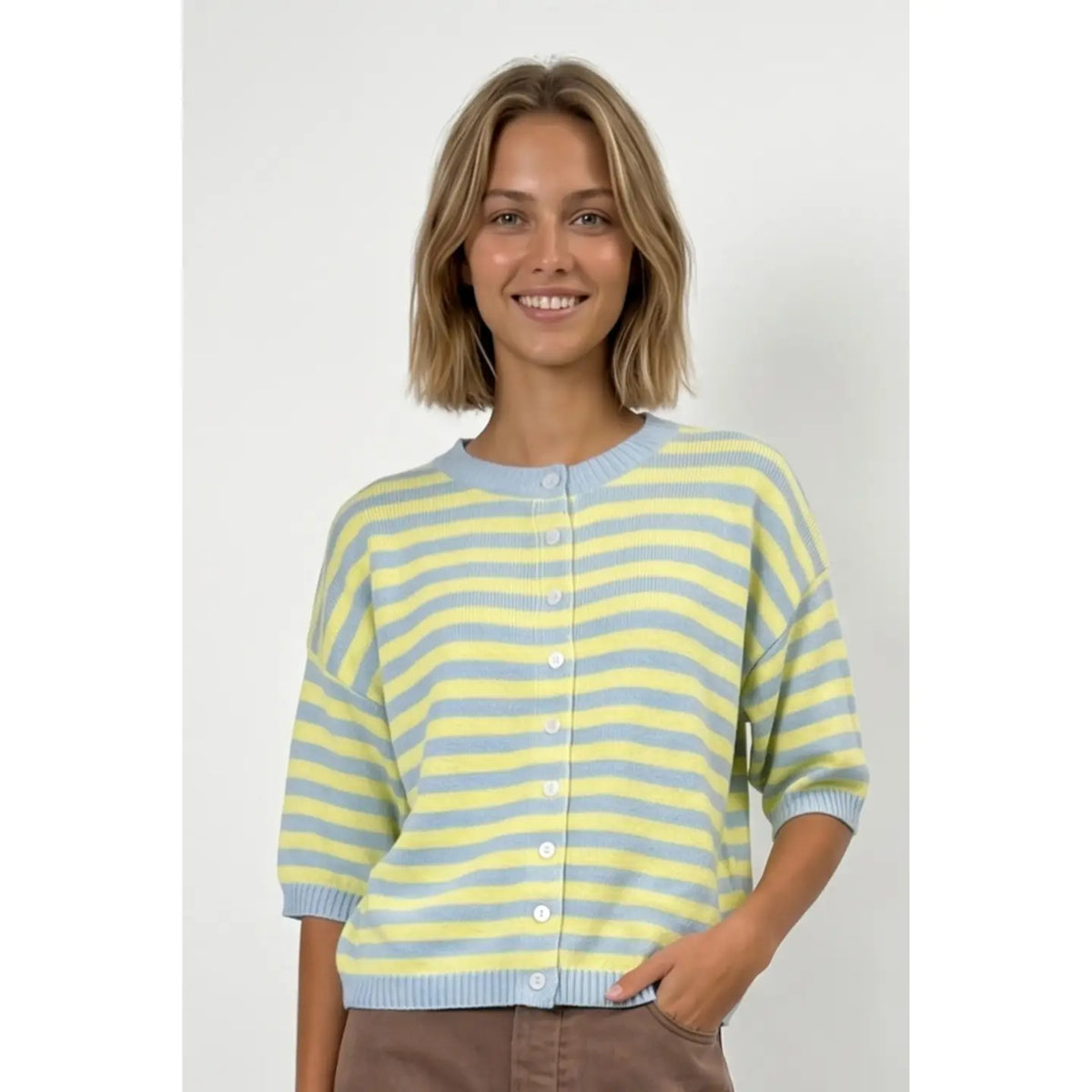 Good Company Cardigan (Sky/Yellow)