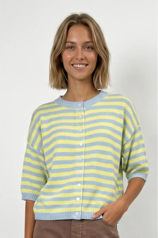 Good Company Cardigan (Sky/Yellow)
