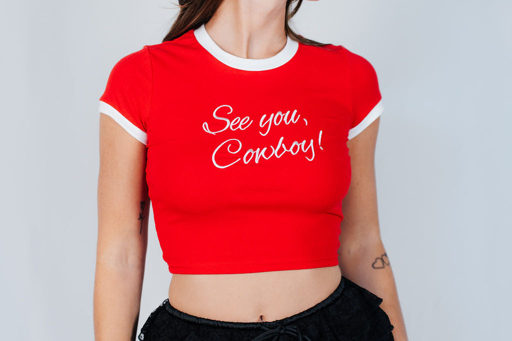 See You, Cowboy! Baby Tee (Red)