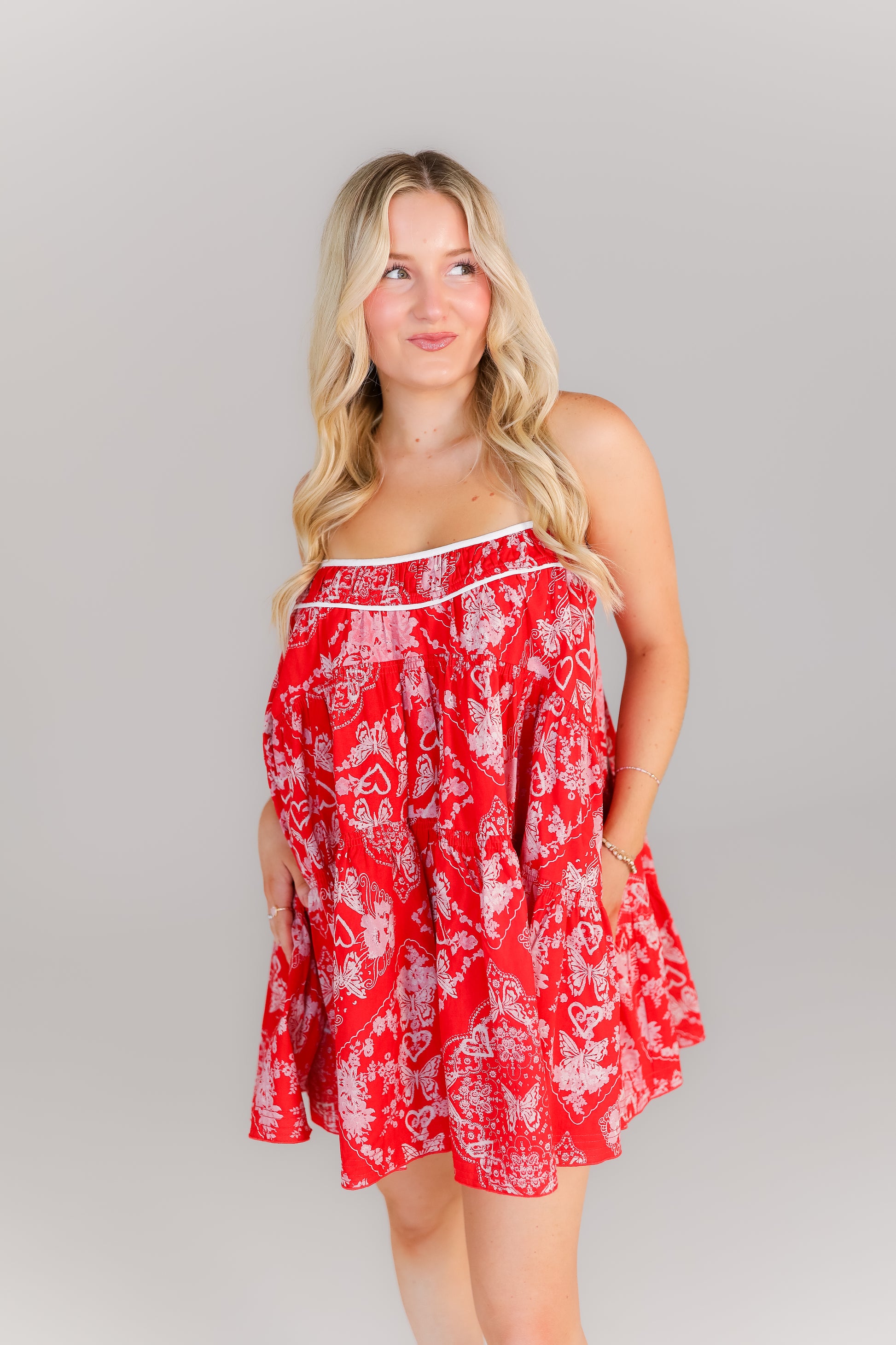 Dawg Days red mini dress casual spaghetti strap boutique look