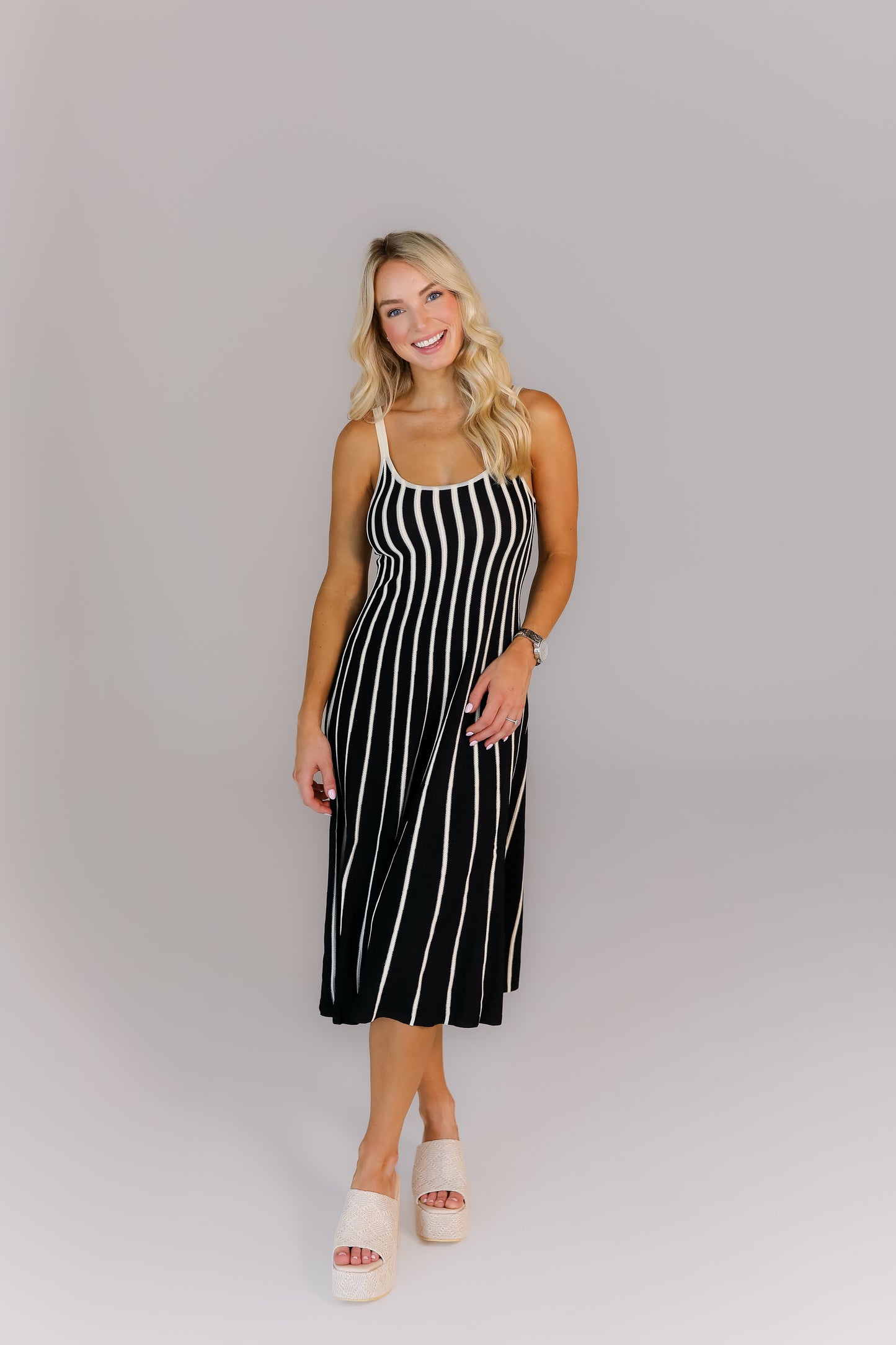 Sideline Stripes Midi Dress