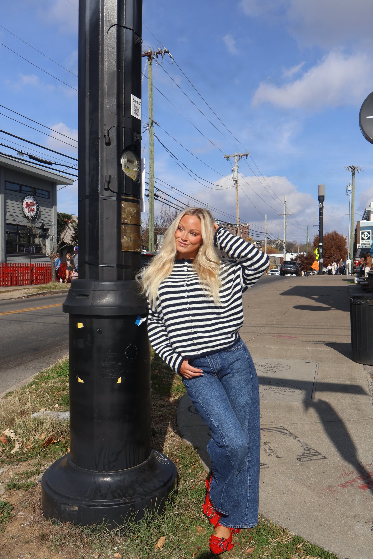 Color Me Cozy Cardigan (Navy Stripes)