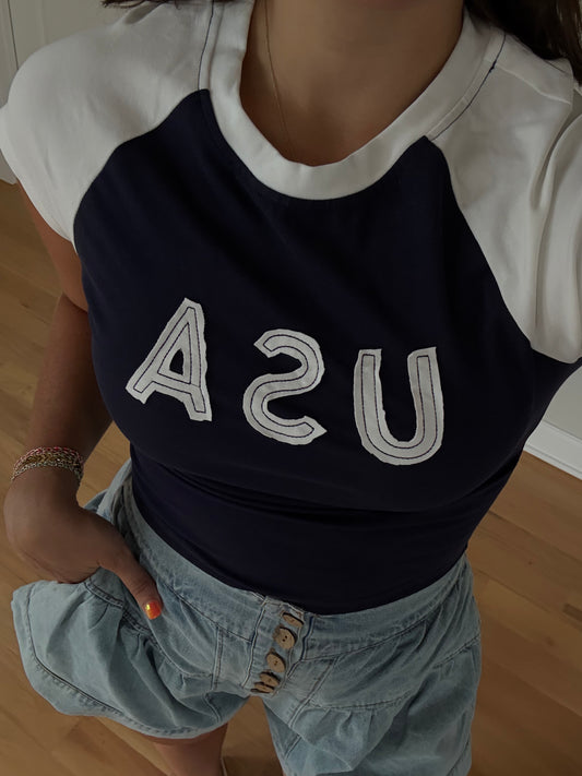 USA Baby Tee (Navy)