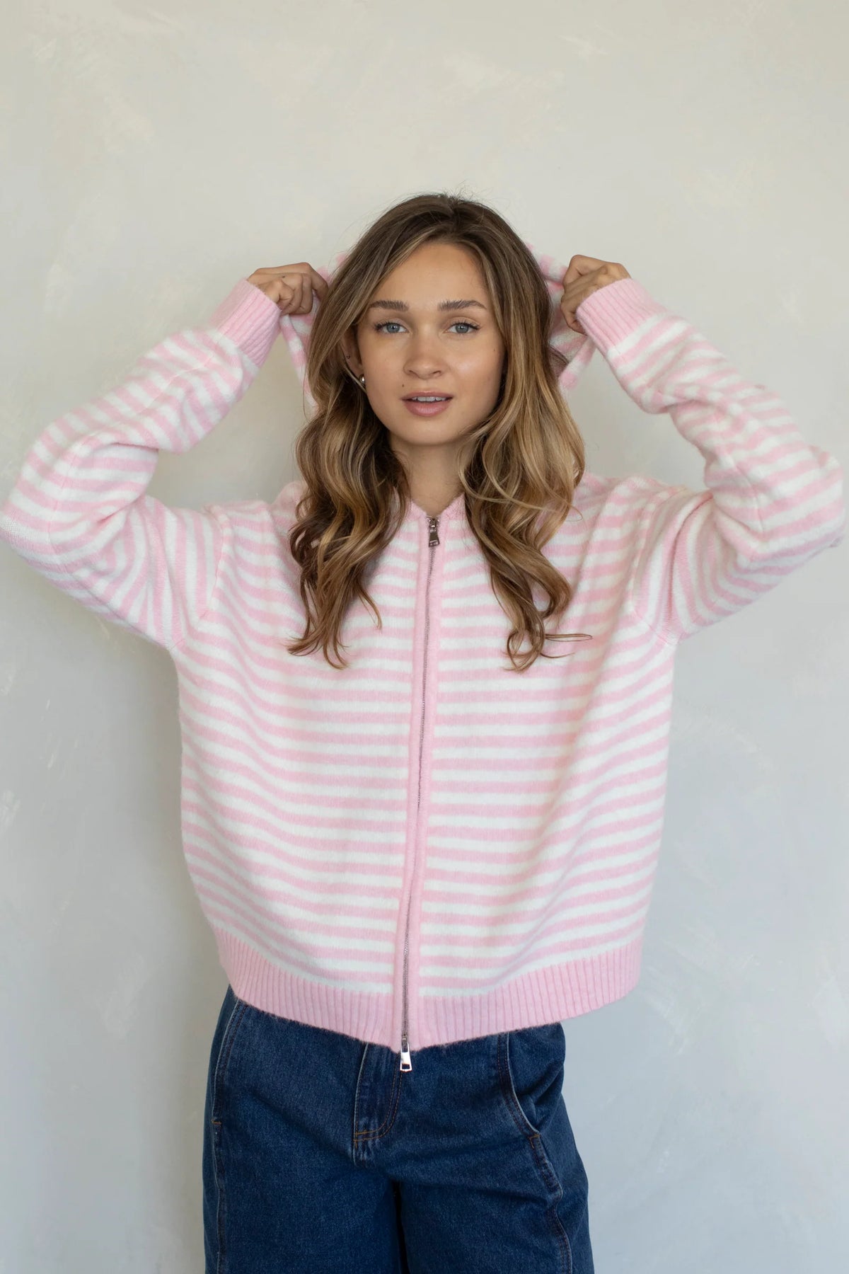 Get It, Girl Cardigan (Pink Stripes)