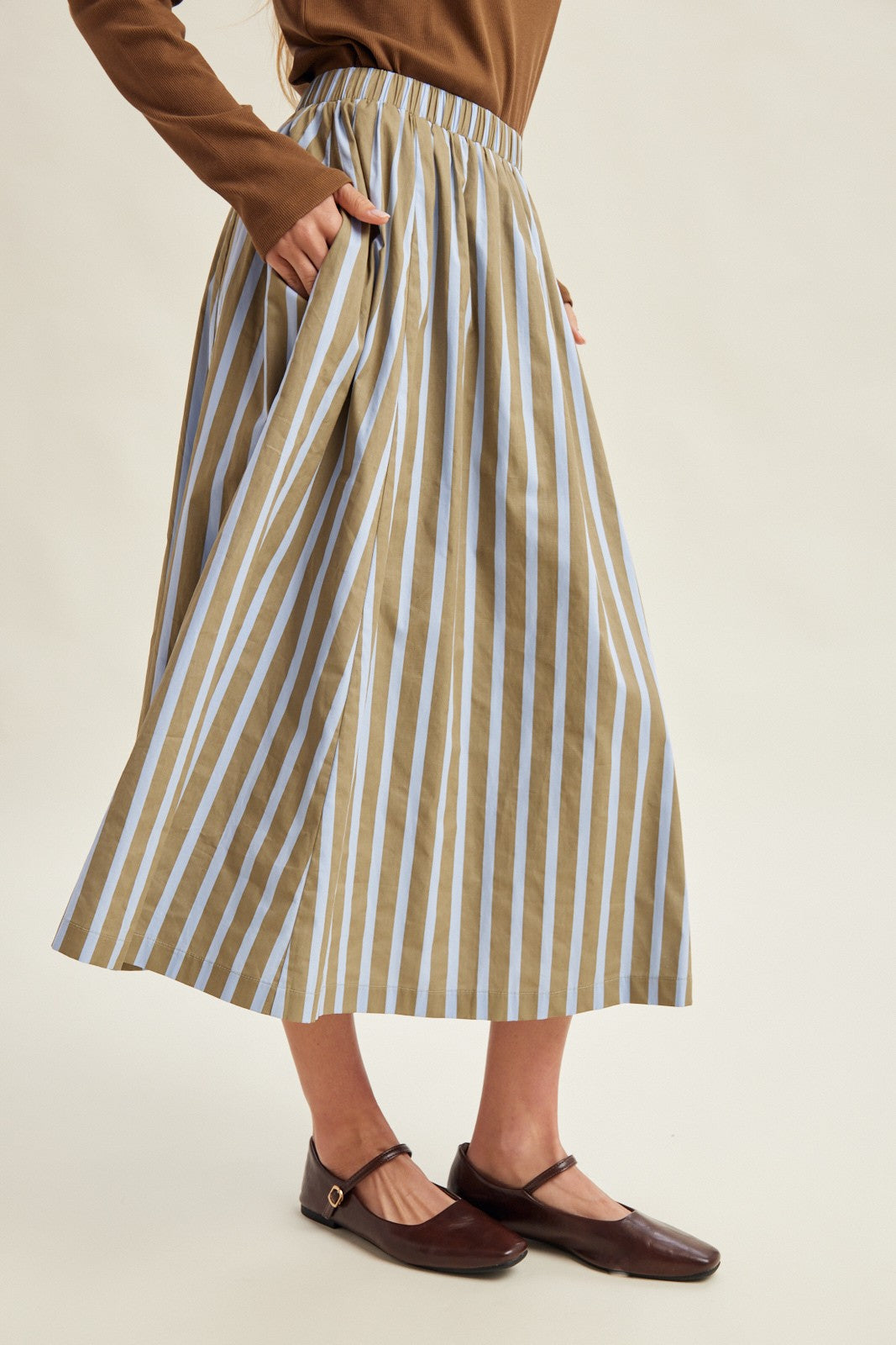 September Stripes Midi Skirt