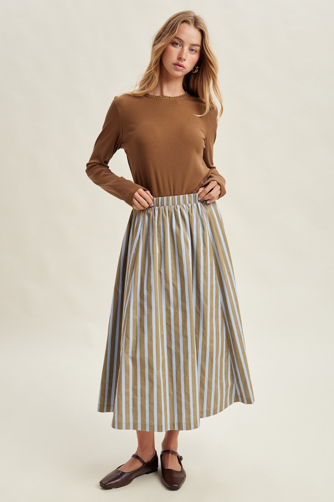 September Stripes Midi Skirt