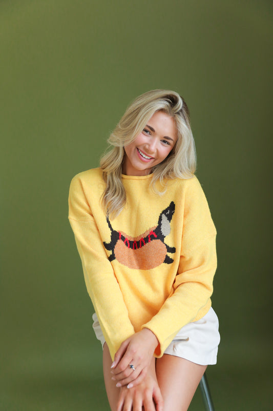 Yellow wiener hot dog sweater